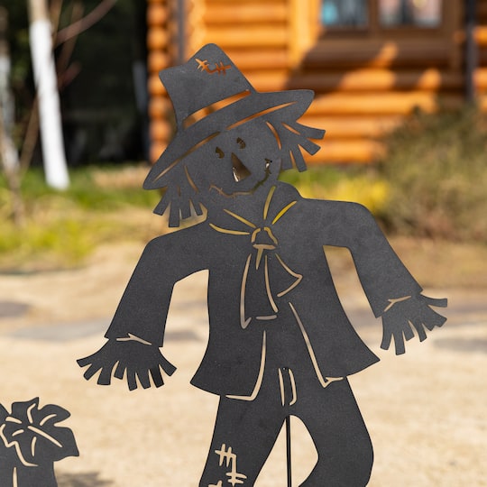 Glitzhome® Set of 3 Fall Metal Scarecrow Silhouette Yard Stakes